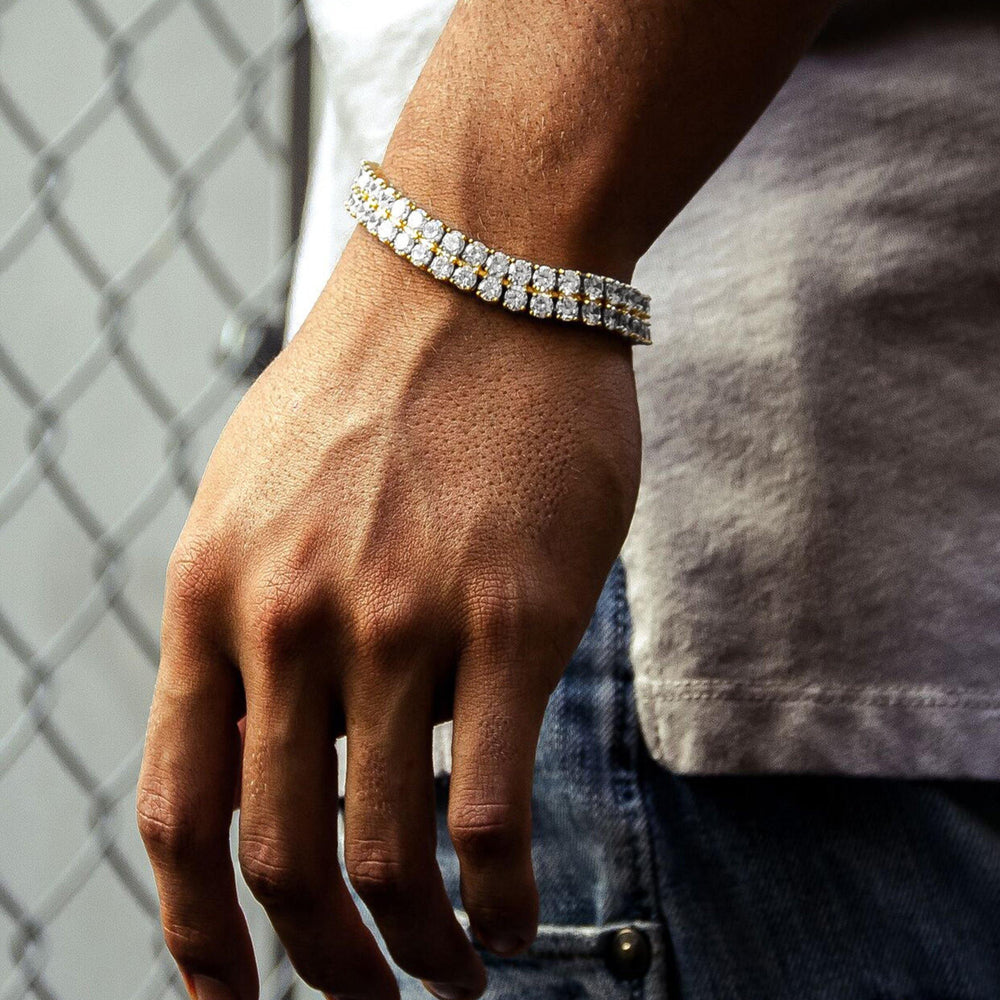 Bracelet - Double Stacked Diamond Tennis Bracelet X 18k Gold
