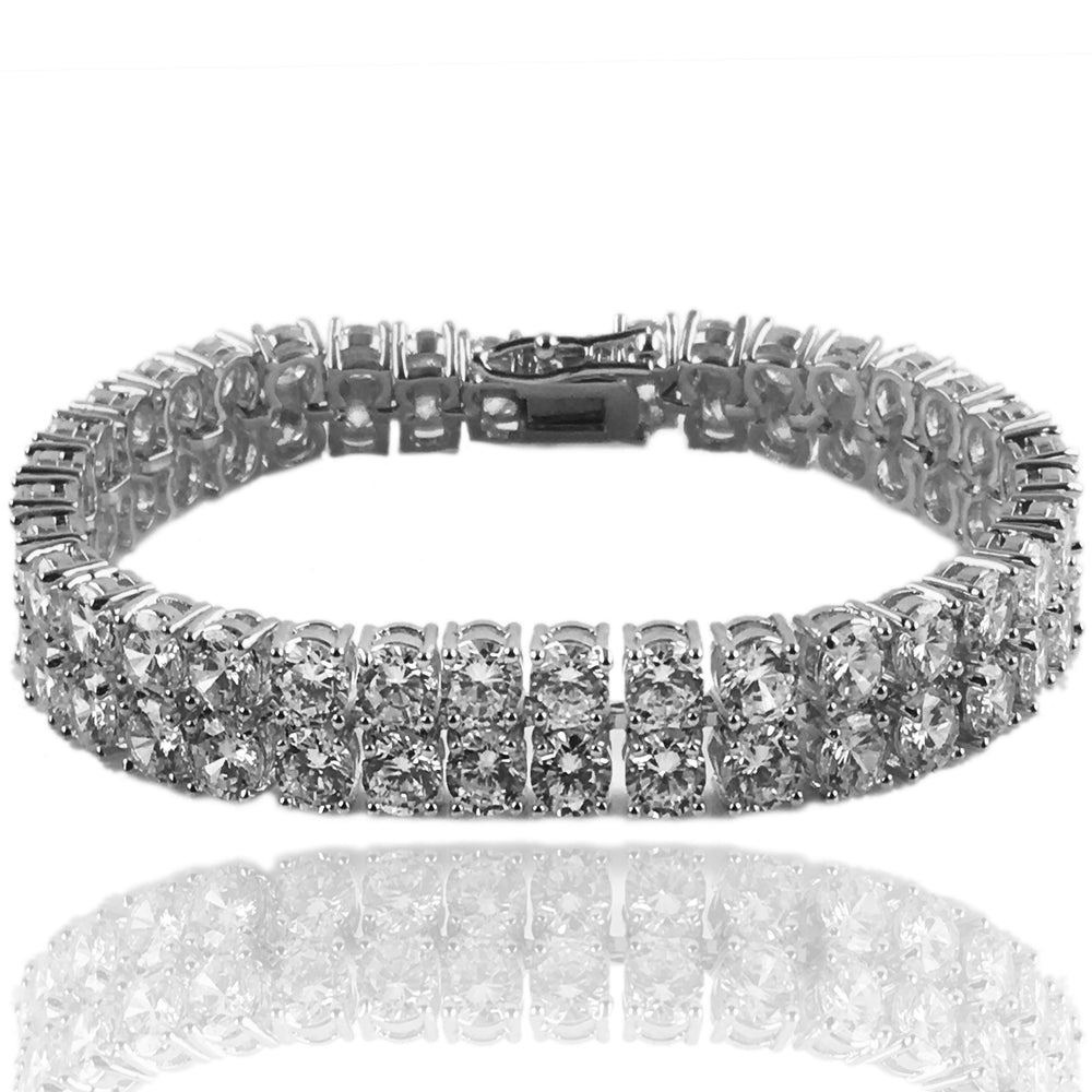 Bracelet - Double Stacked Diamond Tennis Bracelet X Stainless