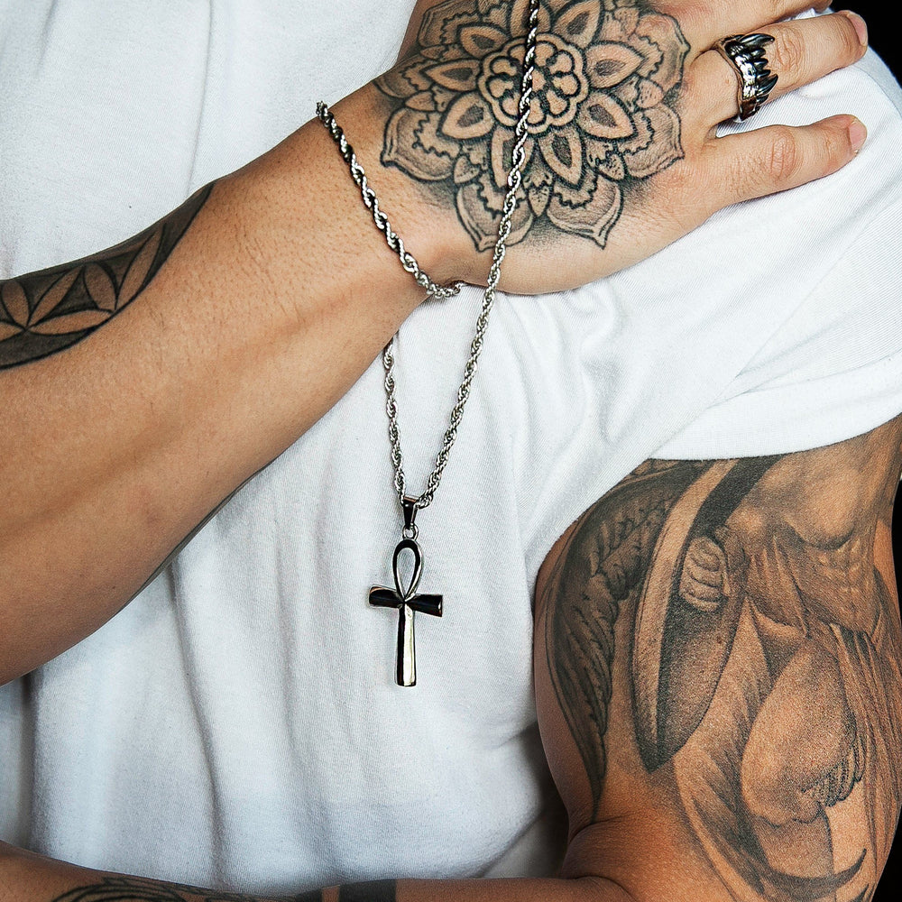 Necklace - Ankh X White Gold
