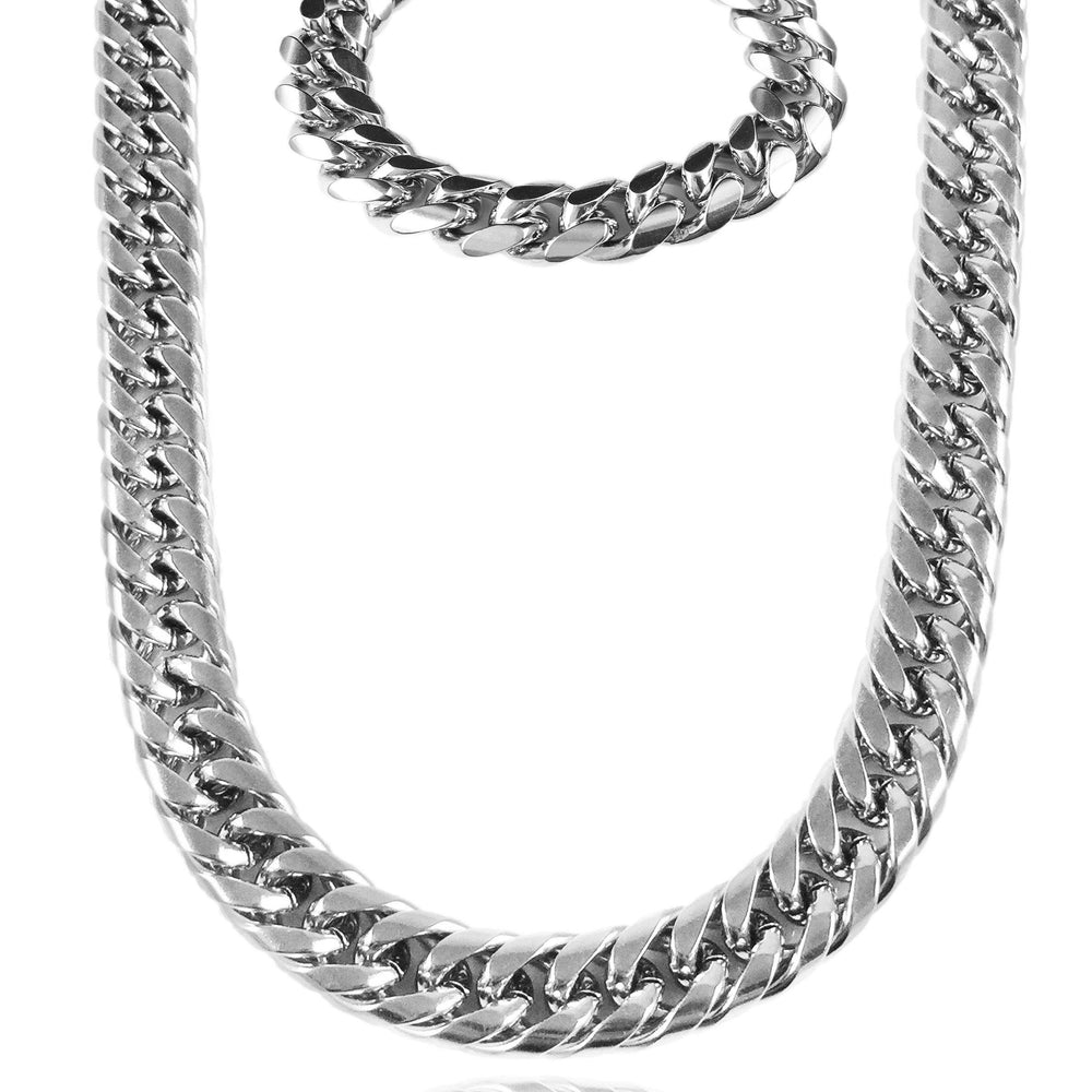 Necklace - Cuban Link Set X White Gold