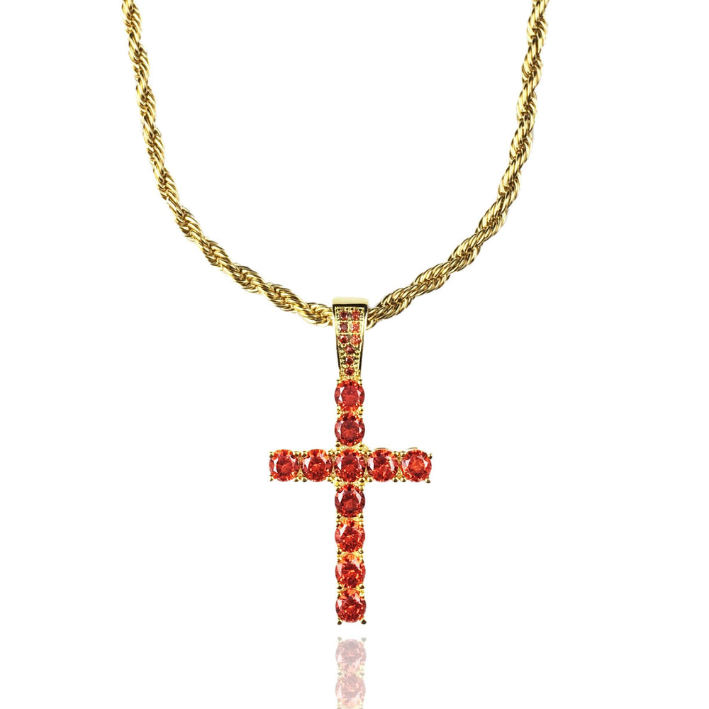 Necklace - Diamond Cross X Bloodstone