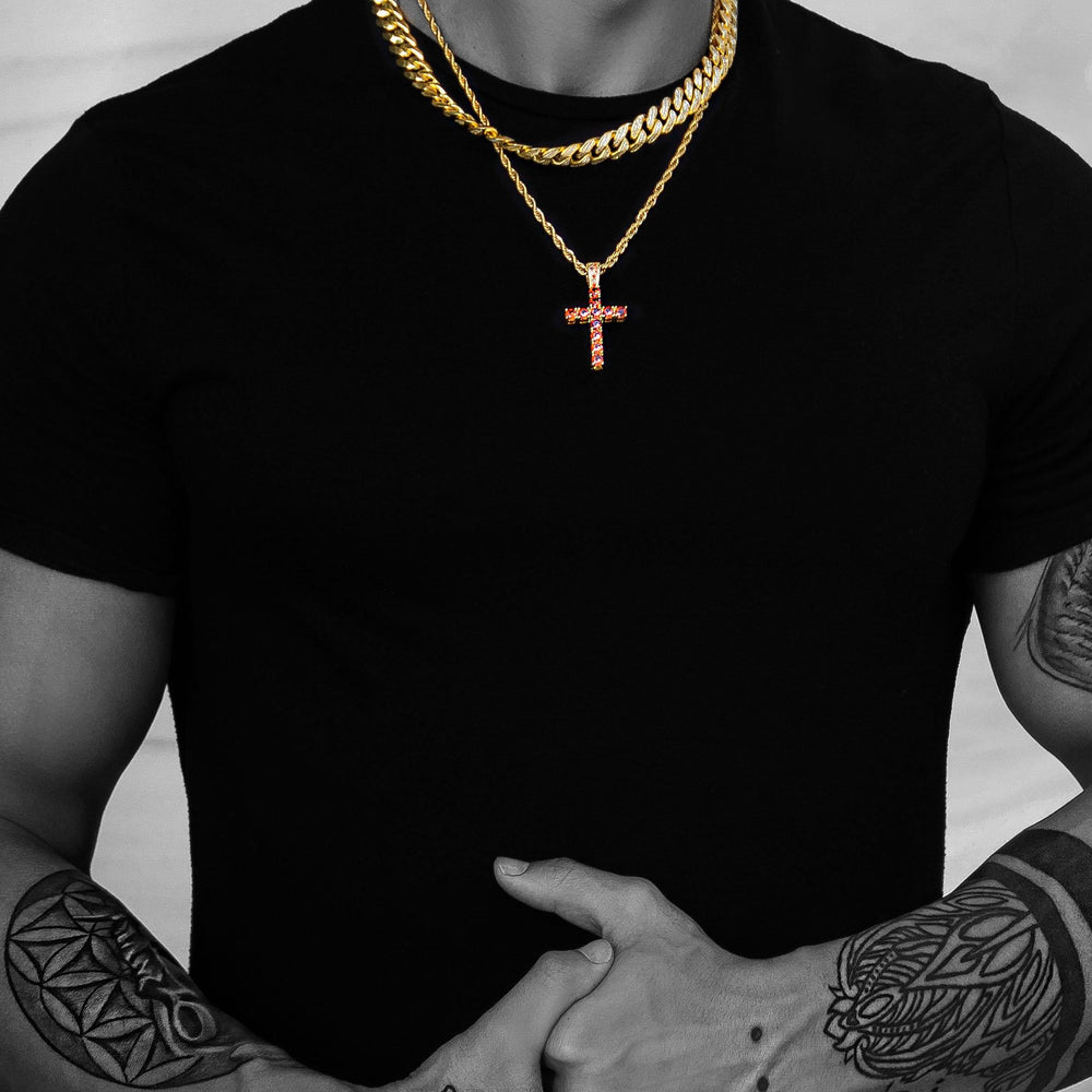 Necklace - Diamond Cross X Bloodstone