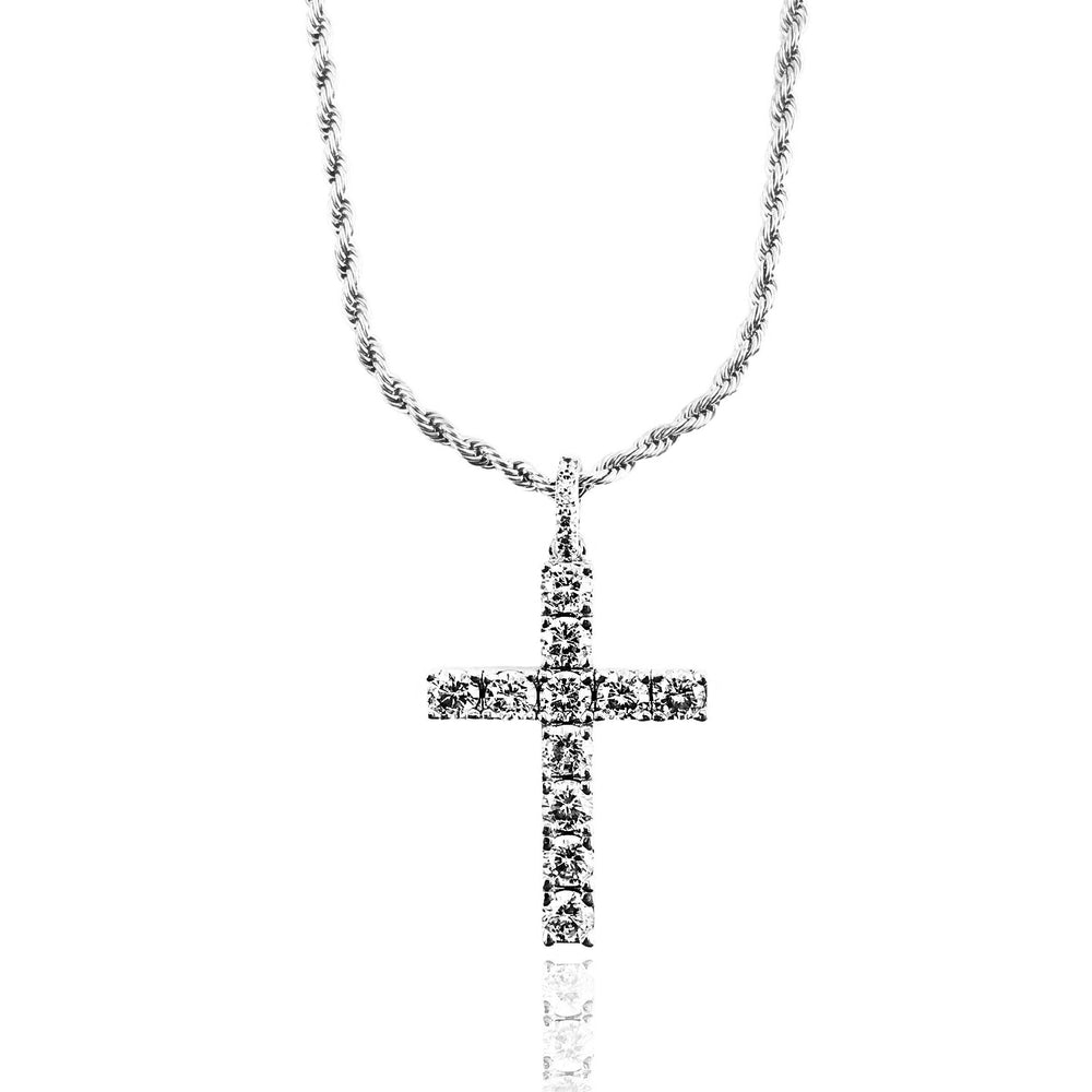 Necklace - Diamond Cross X White Gold