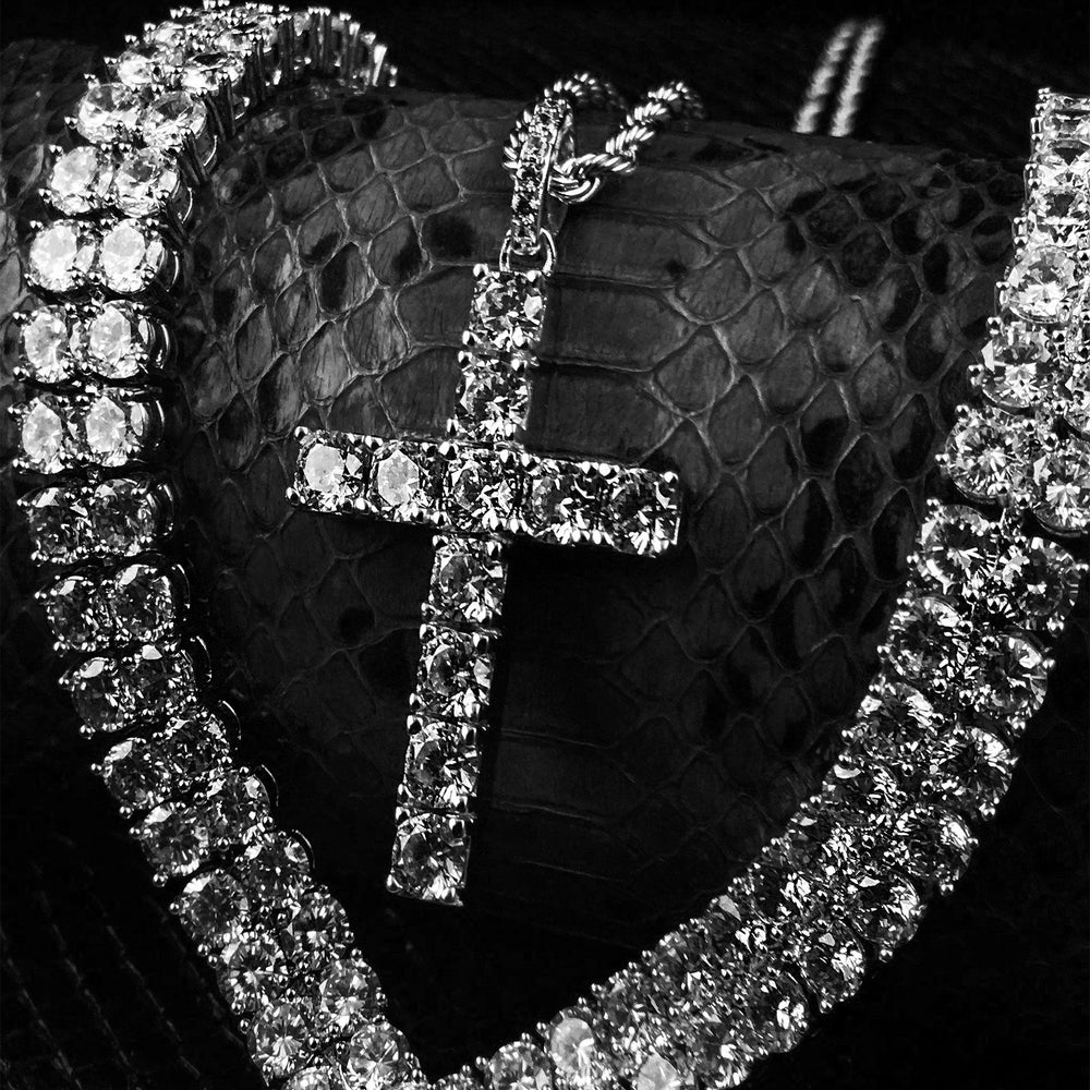 Necklace - Diamond Cross X White Gold