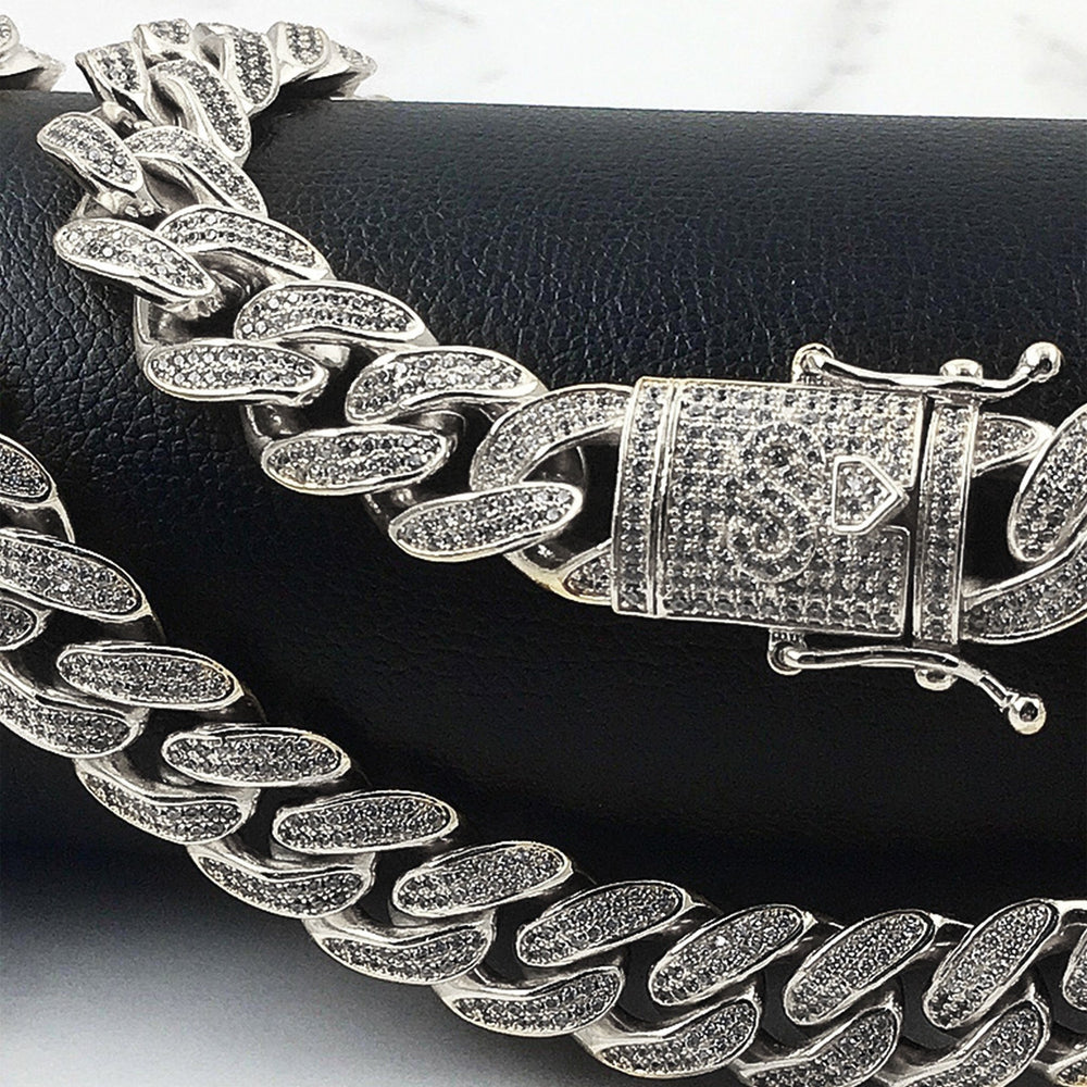 Necklace - Diamond Cuban Link Bracelet X White Gold