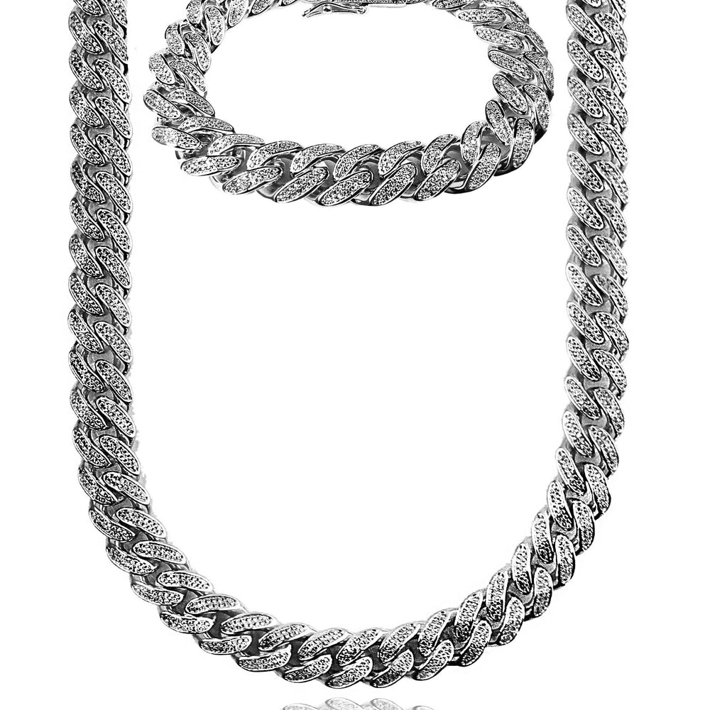 Necklace - Diamond Cuban Set X White Gold