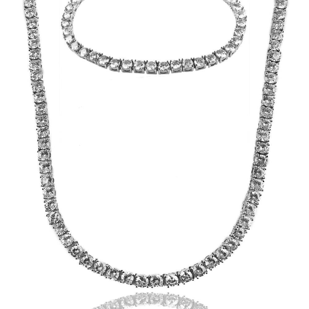 Necklace - Diamond Tennis Chain & Bracelet Set X Stainless