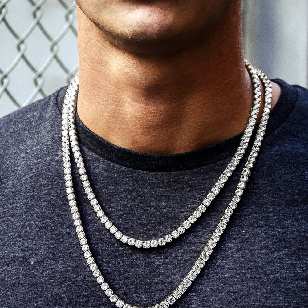 Necklace - Diamond Tennis Chain Set X White Gold