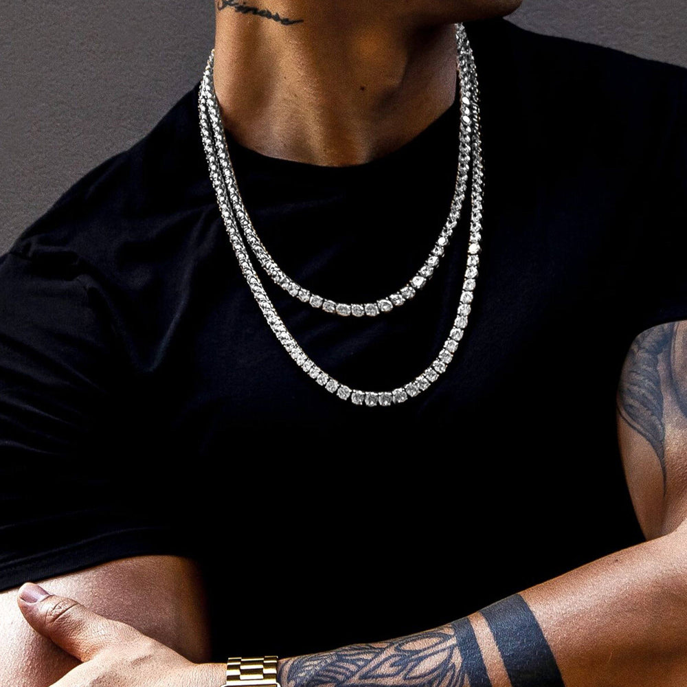 Necklace - Diamond Tennis Chains Set X Stainless