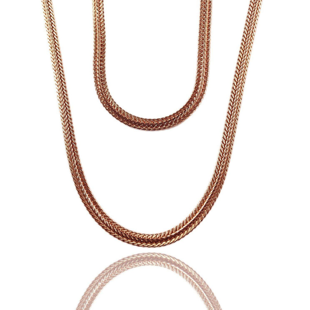 Necklace - Serpentine Chains Layered Set X 18k Rose Gold